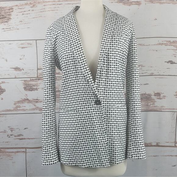Armani Exchange Womens Bold Linen Blazer Black White Size 2 - Picture 1 of 9